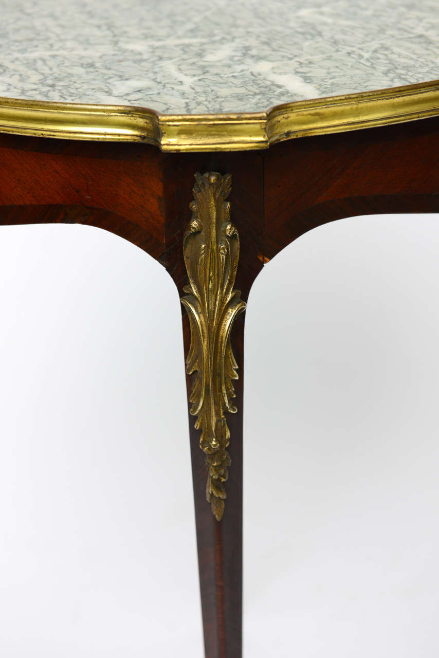 19th Century Fine Louis XV Style Side Marble Top Bouillotte Table with Provenance For Sale