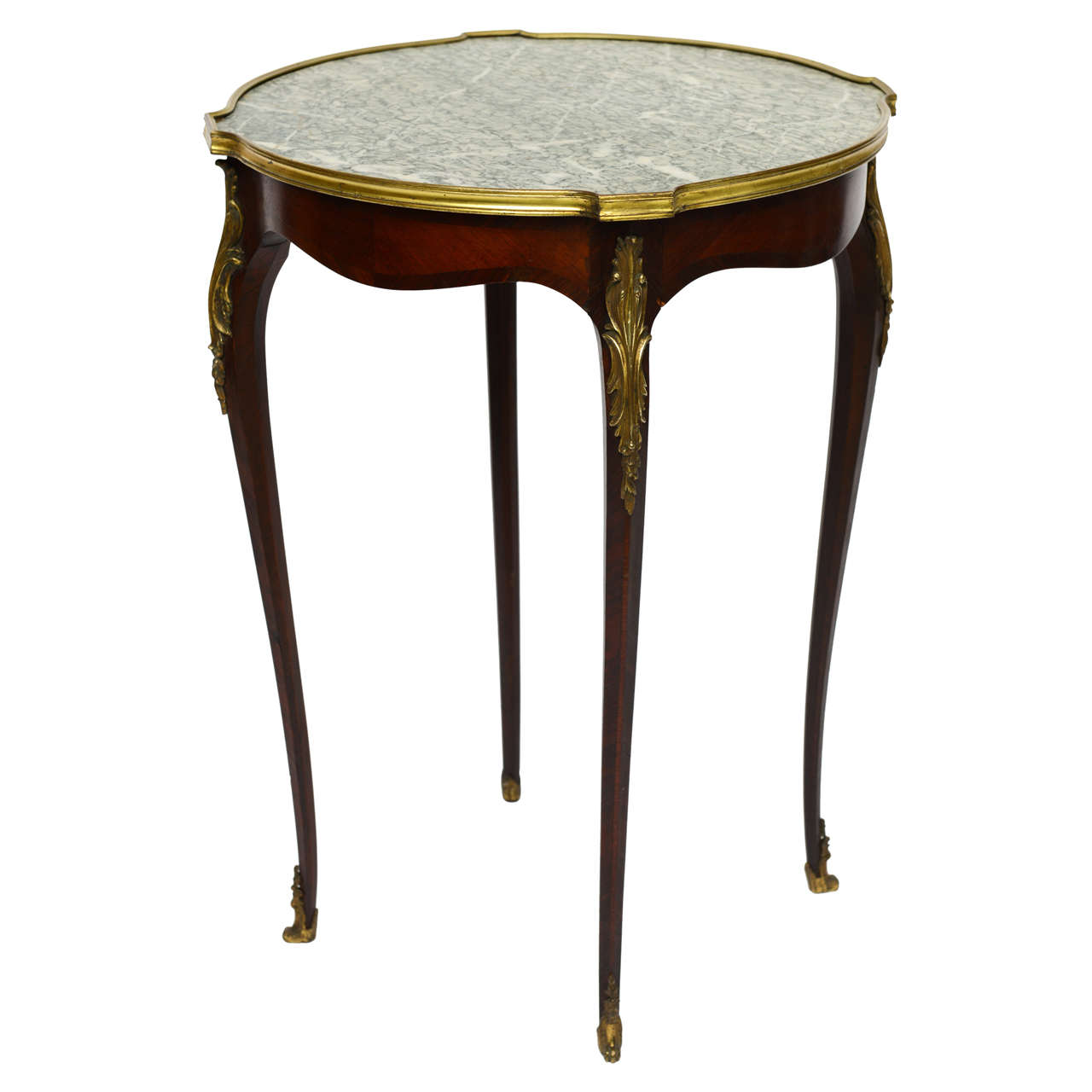 Fine Louis XV Style Side Marble Top Bouillotte Table with Provenance For Sale