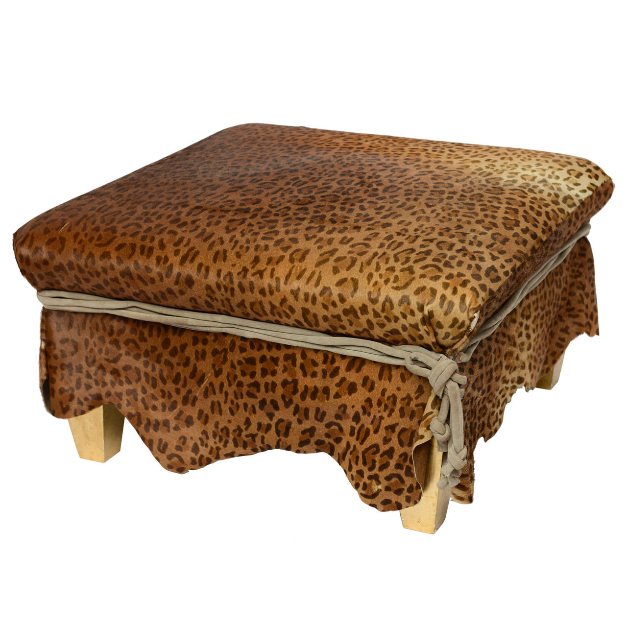 Ronn Jaffe Leopard Calf Hair Ottoman Cocktail Table For Sale