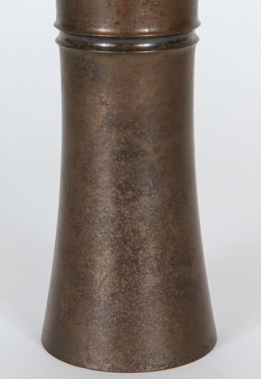 Magnificent Reversible Japanese Bronze Vase By Toshio For Sale 3