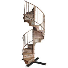 An Antique Pinewood Spiral Staircase