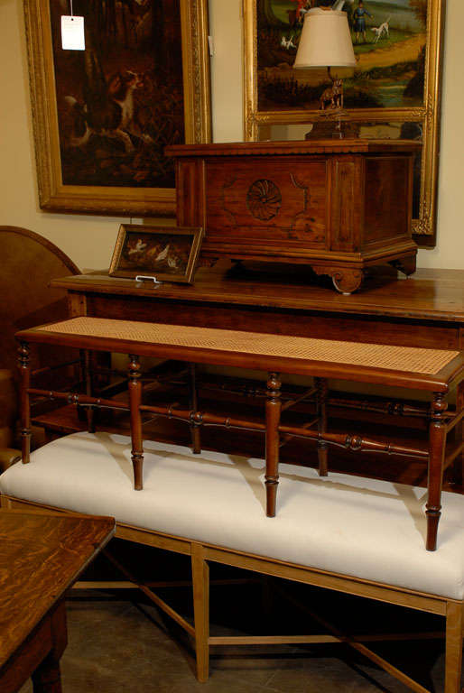 Long English Cane Top Bench