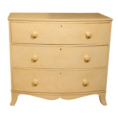 English Early 19th Century Bow-Front Three-Drawer Chest of Pale Yellow Color