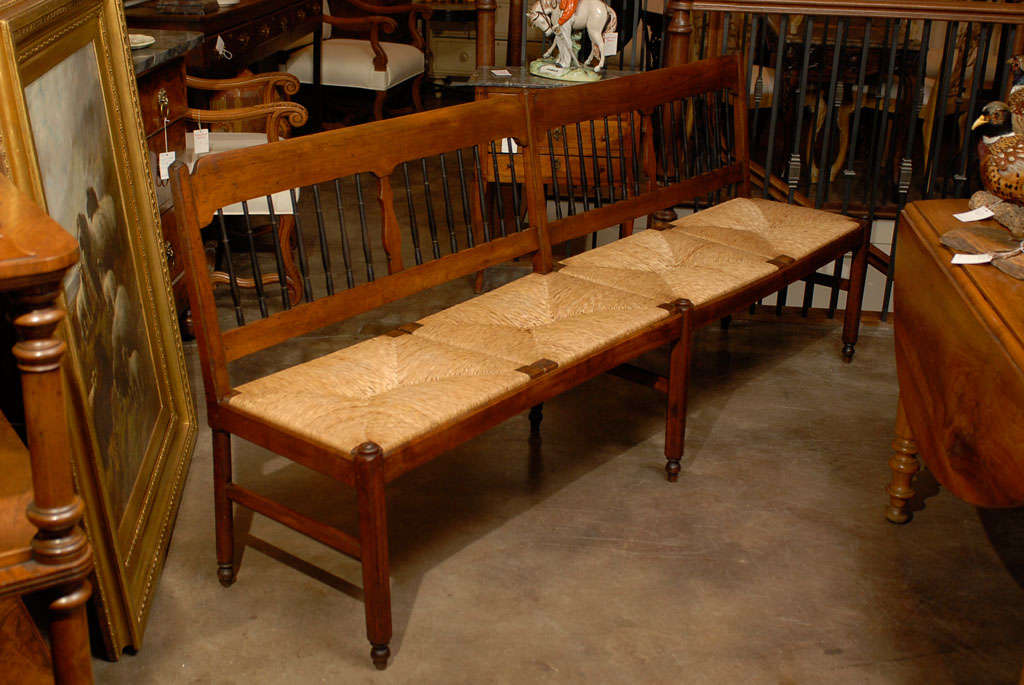 Long French Rush Seat Bench