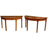 Pair of  George III English Mahogany D-Shaped Console tables