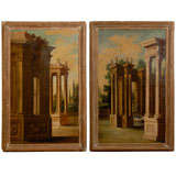 Pair of Large 19th Century Large Italian Oil on Canvas Paintings
