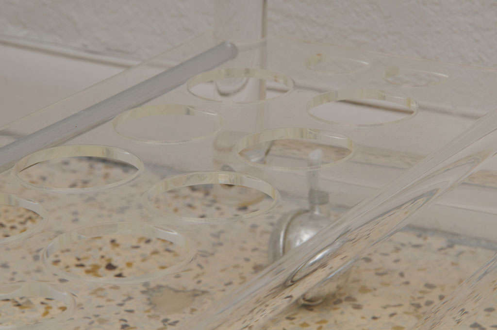 Charles Hollis Jones Style Bar Cart on Casters in Lucite and Polished Chrome 1
