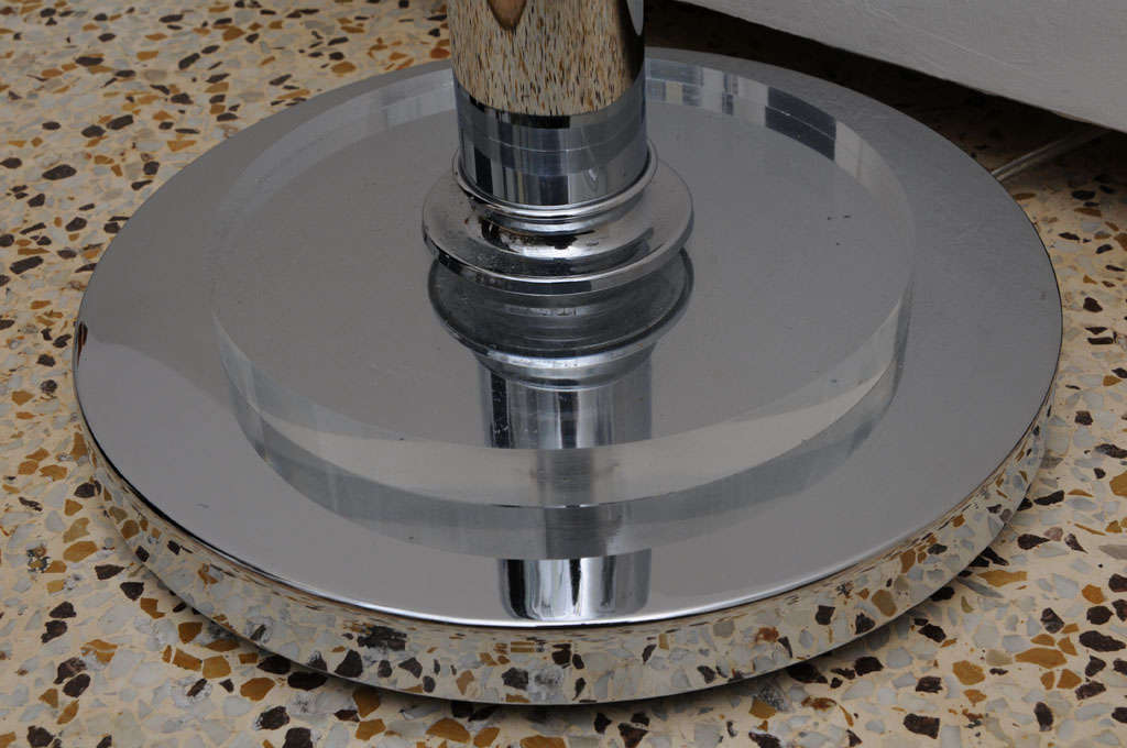 Art Deco Style Chrome and Lucite Floor Lamp with FrostedGlass Shade