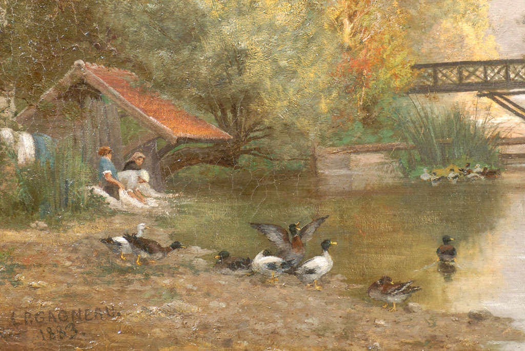 Very Large Antique Landscape Oil Painting in Antique Gilt Frame at 1stdibs
