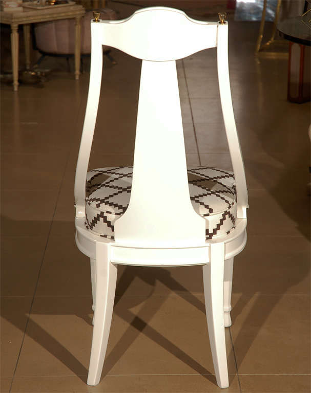 Set of Four Regency Style White Lacquer Dining Chairs 3