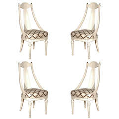 Set of Four Regency Style White Lacquer Dining Chairs Set of Four Regency Style White Lacquer Dining Chairs