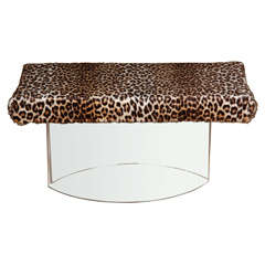 Vintage Lucite Bench with Leopard Upholstery