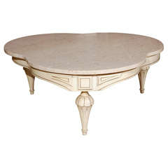 Clover Shaped Regency Style Coffee Table with Marble Top