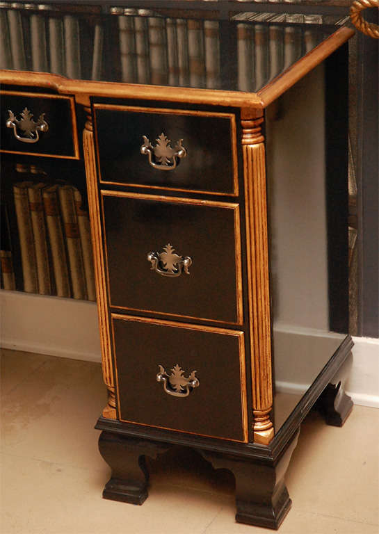 American Federal Style Black and Gold Lacquer Desk