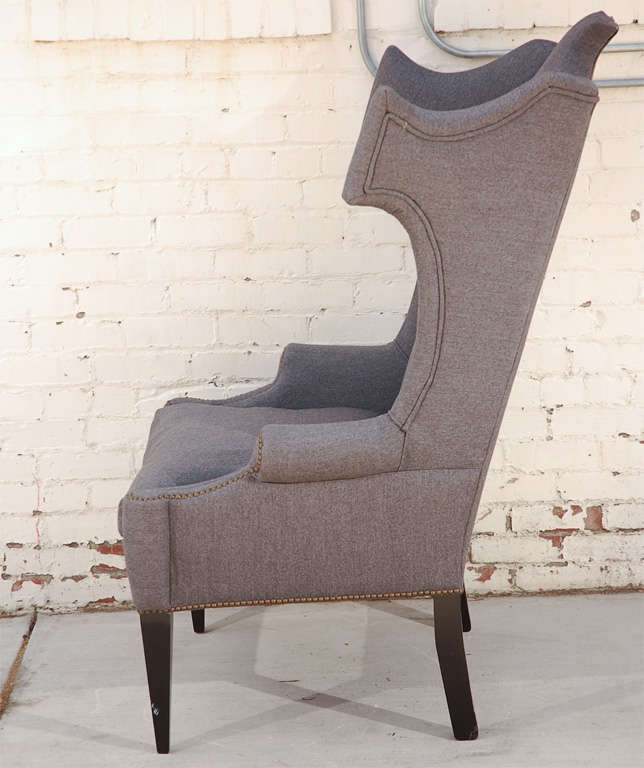 Lacquer Large Sculptural Wingback Chair For Sale