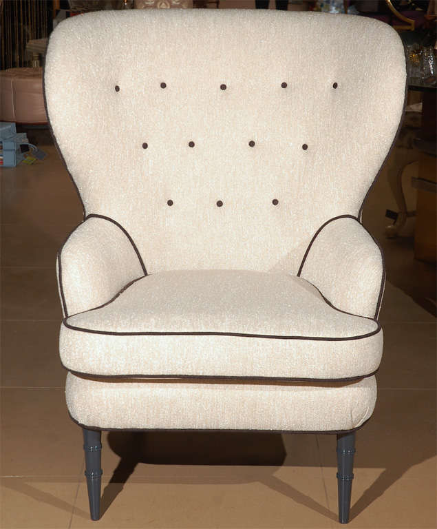 Pair of Tufted Back Wing Chairs