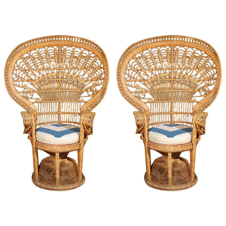 Pair of Wicker Peacock Chairs at 1stdibs