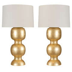 Pair of Custom Gold Ball Lamps
