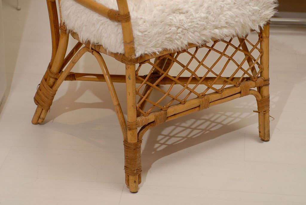Mid-20th Century High Back Rattan Arm Chairs