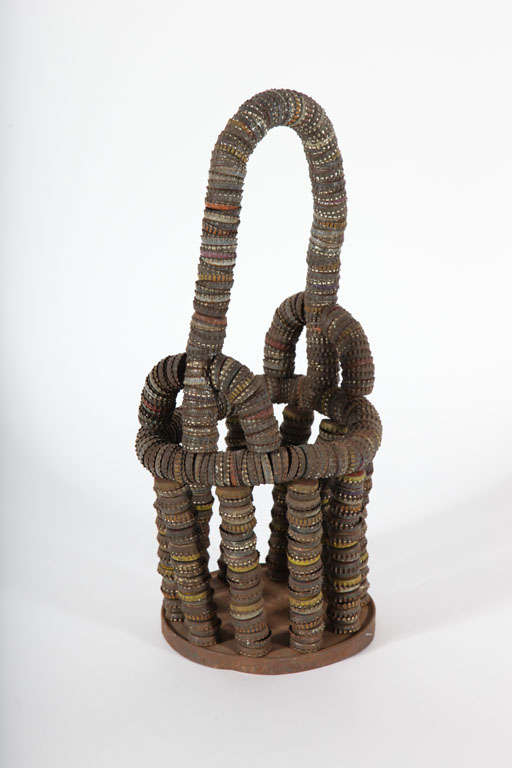 American Bottle Cap Folk Art Basket