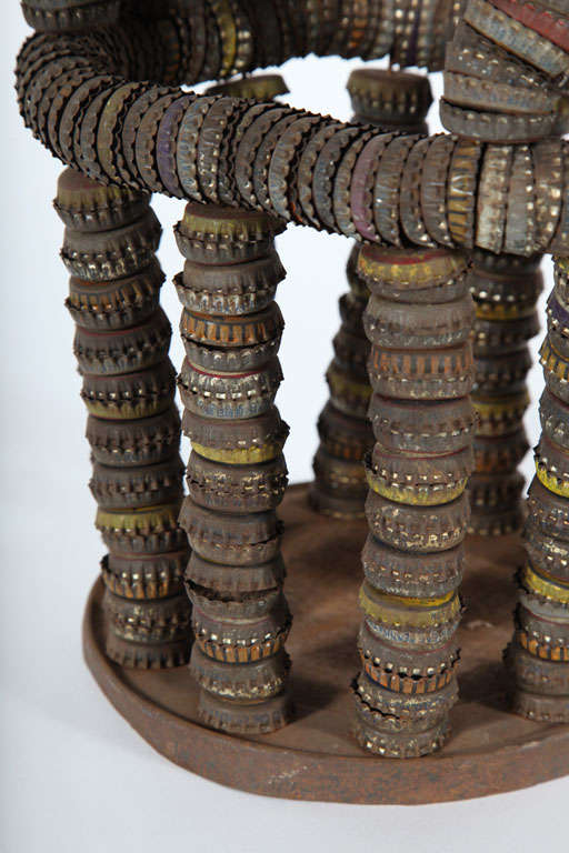 20th Century Bottle Cap Folk Art Basket