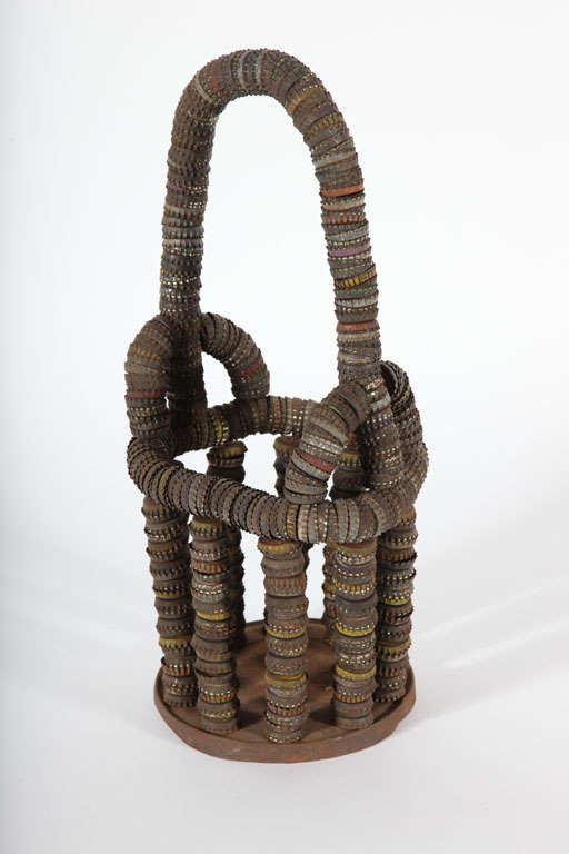 Bottle Cap Folk Art Basket at 1stdibs