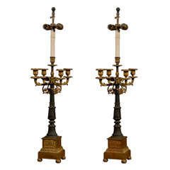 Pair of 2nd Empire Bronze Dore Candelabras as Lamps