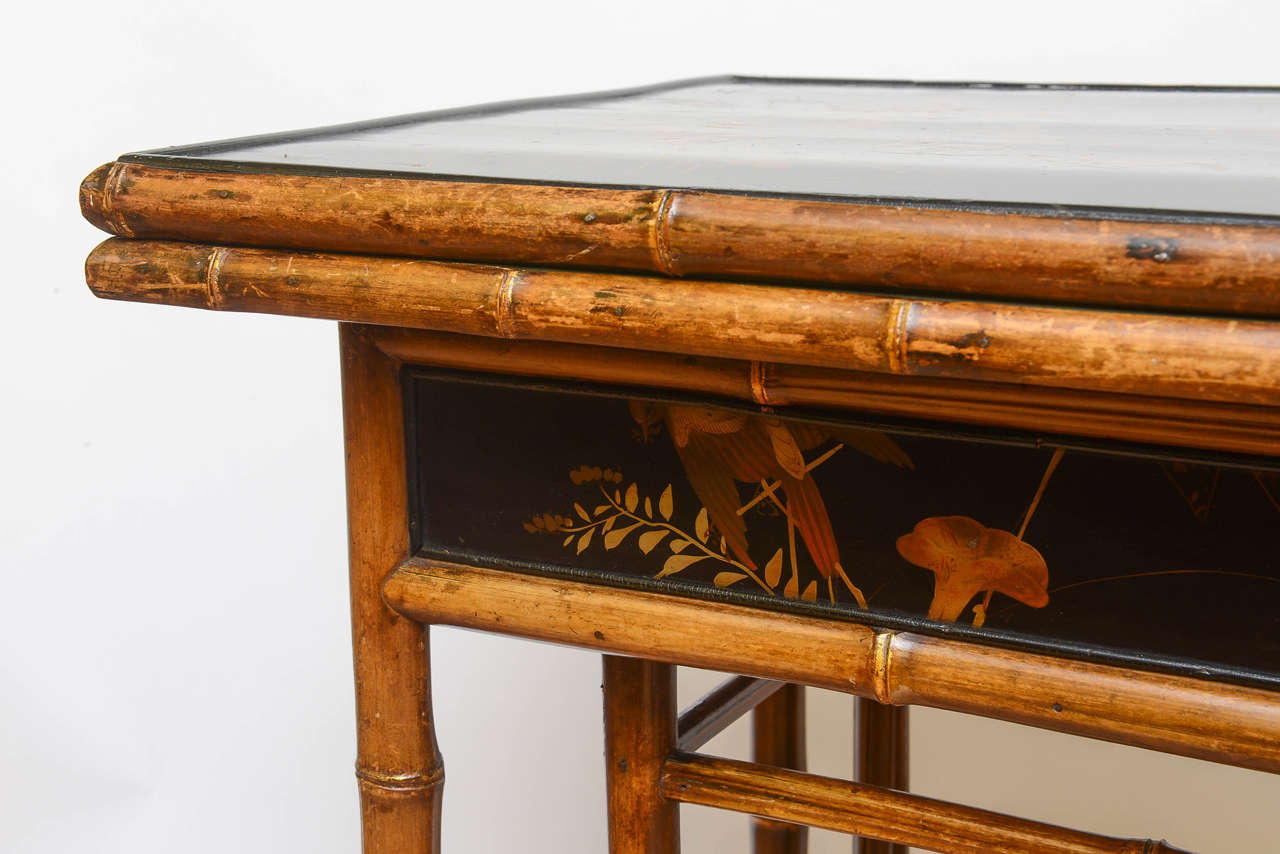 Hand-Painted Rare 19th Century English Bamboo Game Table