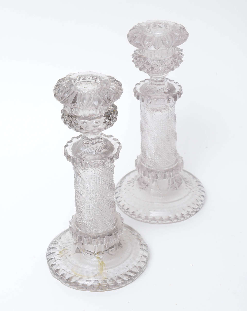Pair of William IV Heavy Leaded Candlesticks with bulbous tops and 