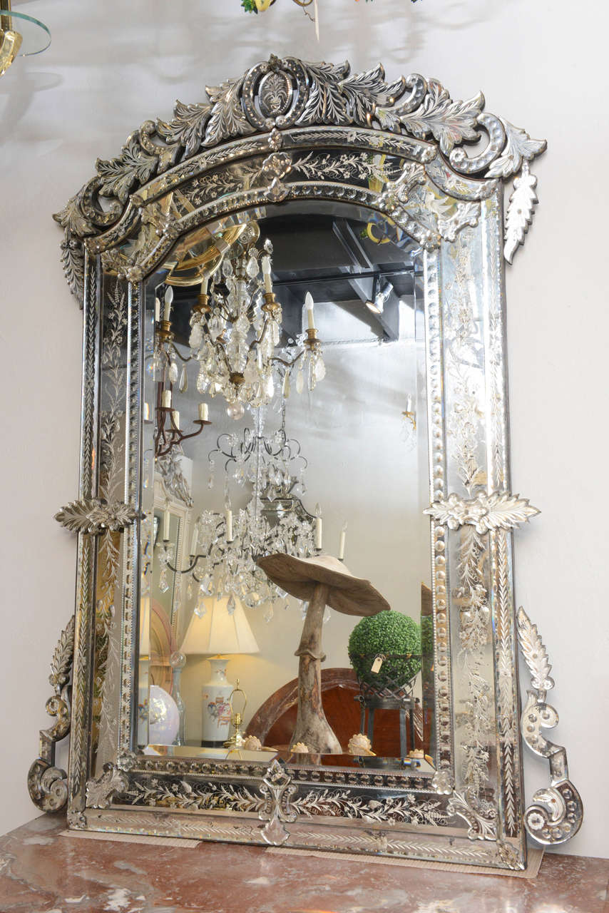 Outstanding example of 19th century Venetian mirror.
