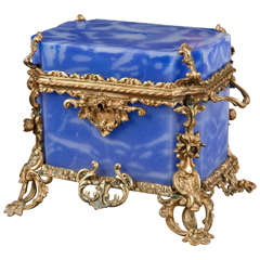 French Opaline Box with Hinged Cover 