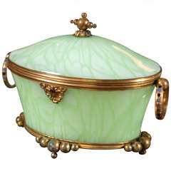 Opaline Glass Box with Hinged Cover
