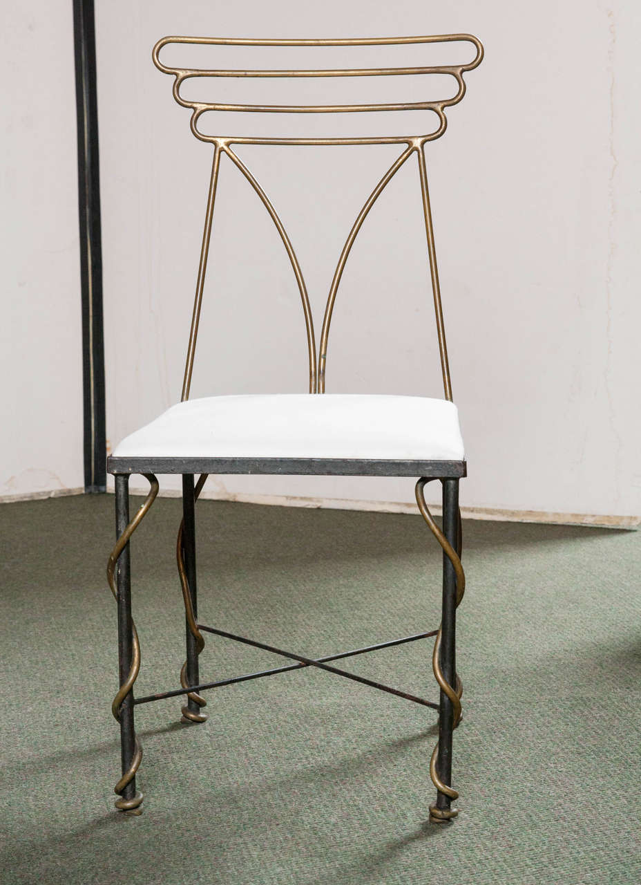 Art Deco Set of Four French Bronze Chairs