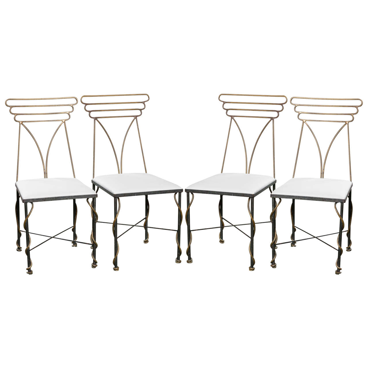 Set of Four French Bronze Chairs