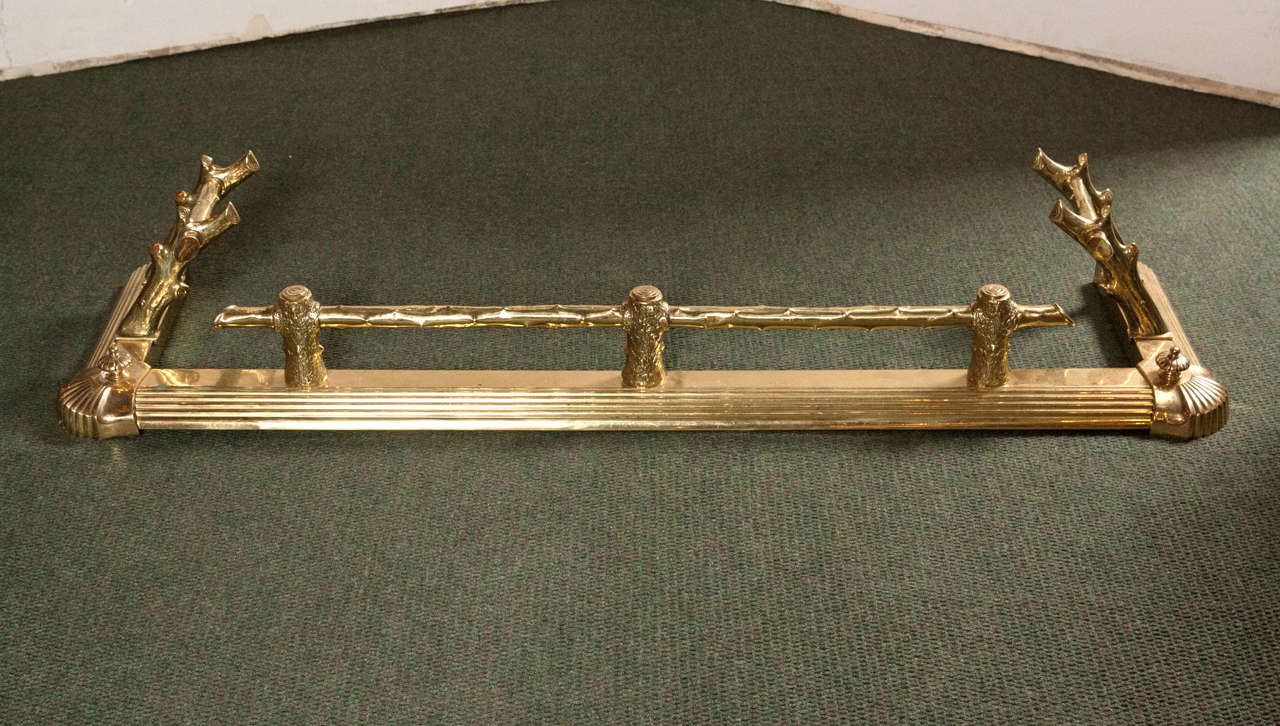 19th Century English Brass Fireplace Fender For Sale