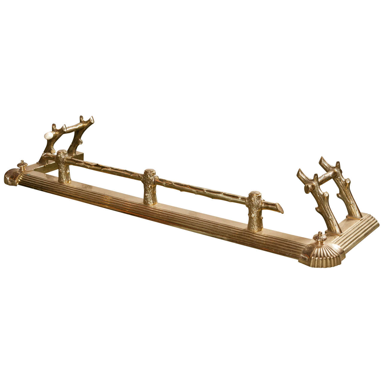 English Brass Fireplace Fender For Sale