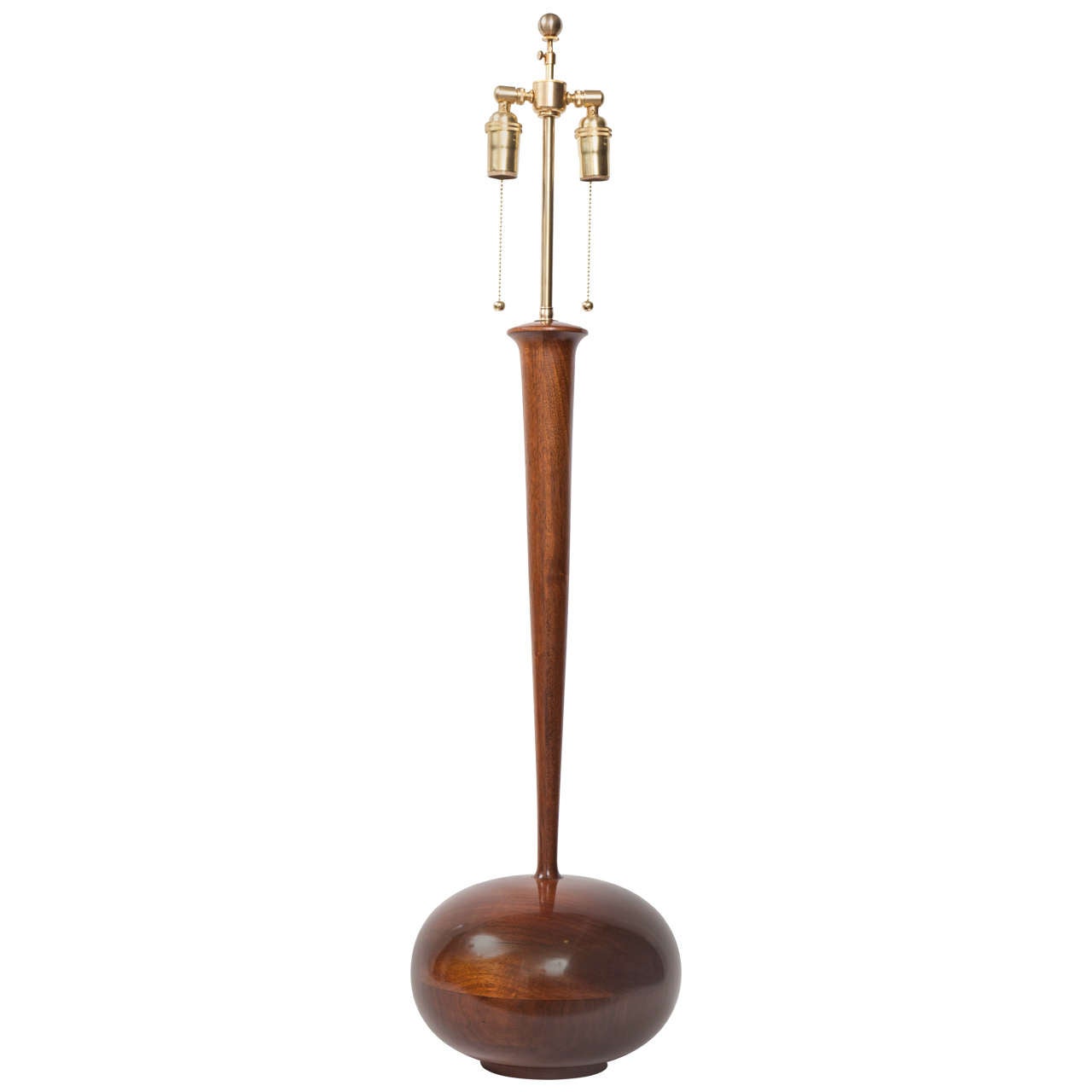 Large Italian Walnut Lamp For Sale