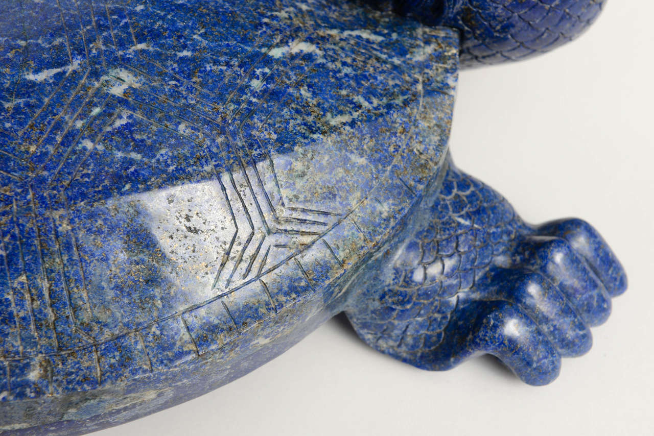 Massive Chinese Sodalite Turtle with Young, 20th Century For Sale 1