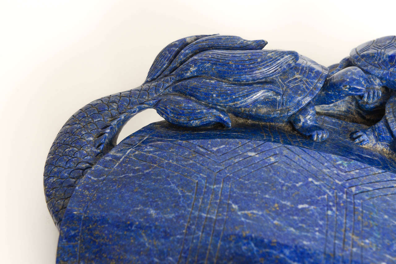 Massive Chinese Sodalite Turtle with Young, 20th Century For Sale 2