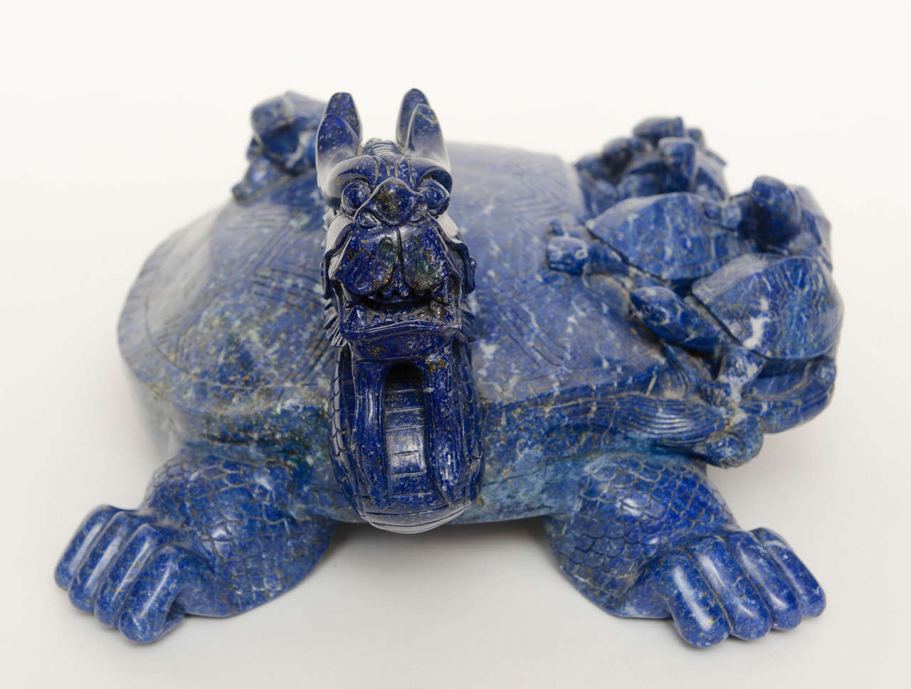 Massive Chinese Sodalite Turtle with Young, 20th Century For Sale 3