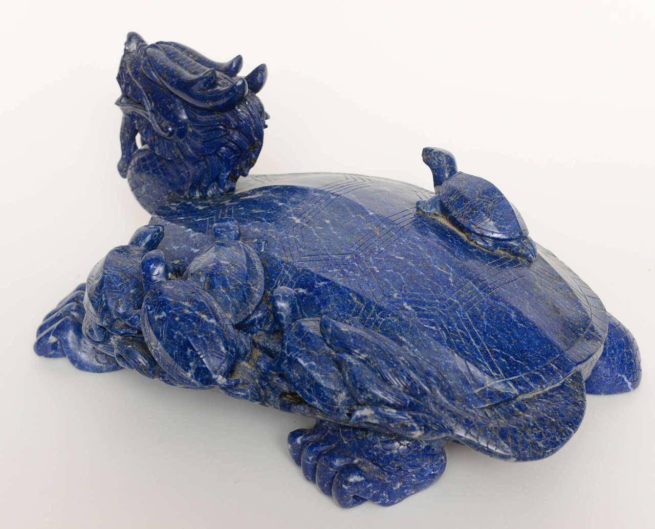 Massive Chinese Sodalite Turtle with Young, 20th Century For Sale 5
