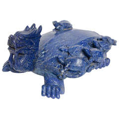 Massive Chinese Sodalite Turtle with Young, 20th Century