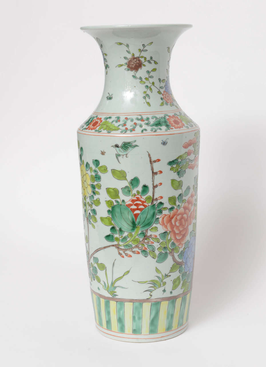Famille verte, ( French: ���green family���) group of Chinese porcelain wares characterized by decoration painted in a colour range that includes yellow, blue, red, purple, and green, the latter sometimes used for the ground. The verte palette that