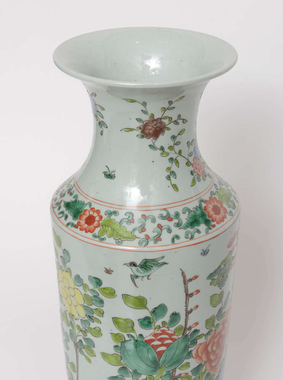 Chinese Famille Vert Porcelain Vase, 20th Century In Good Condition In West Palm Beach, FL