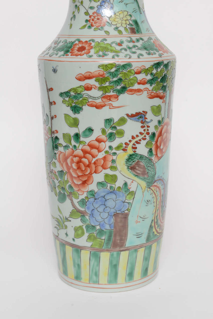 Ceramic Chinese Famille Vert Porcelain Vase, 20th Century