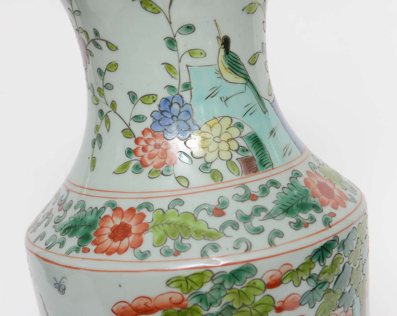 Chinese Famille Vert Porcelain Vase, 20th Century 1