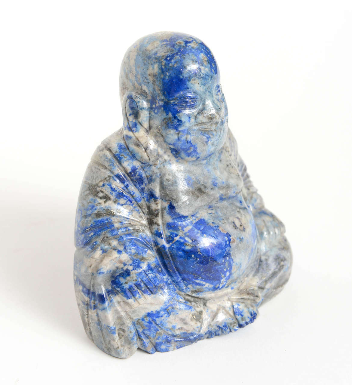 Chinese Lapis Lazuli Seated Buddha, 20th Century In Good Condition In West Palm Beach, FL