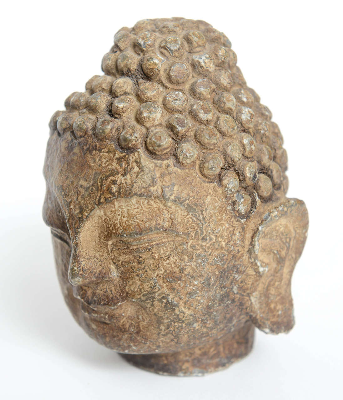RARE Pair of Metal Buddha Heads, 19th Century 1