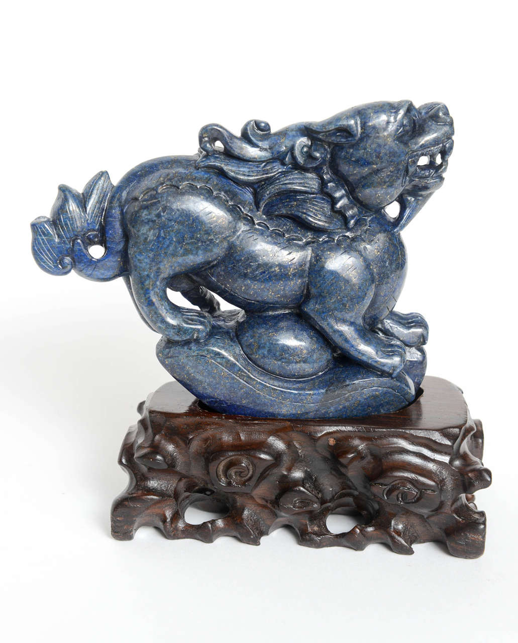 Chinese Lapis Lazuli Mythical Figure, 20th Century In Good Condition In West Palm Beach, FL