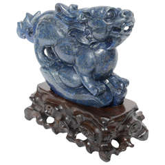 Chinese Lapis Lazuli Mythical Figure, 20th Century